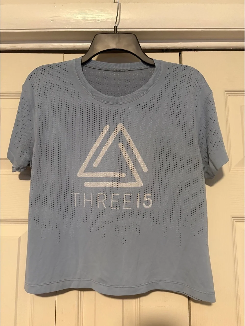 Lululemon x THREE15 Studio Perforated Training Crop Top Med Blue Performance